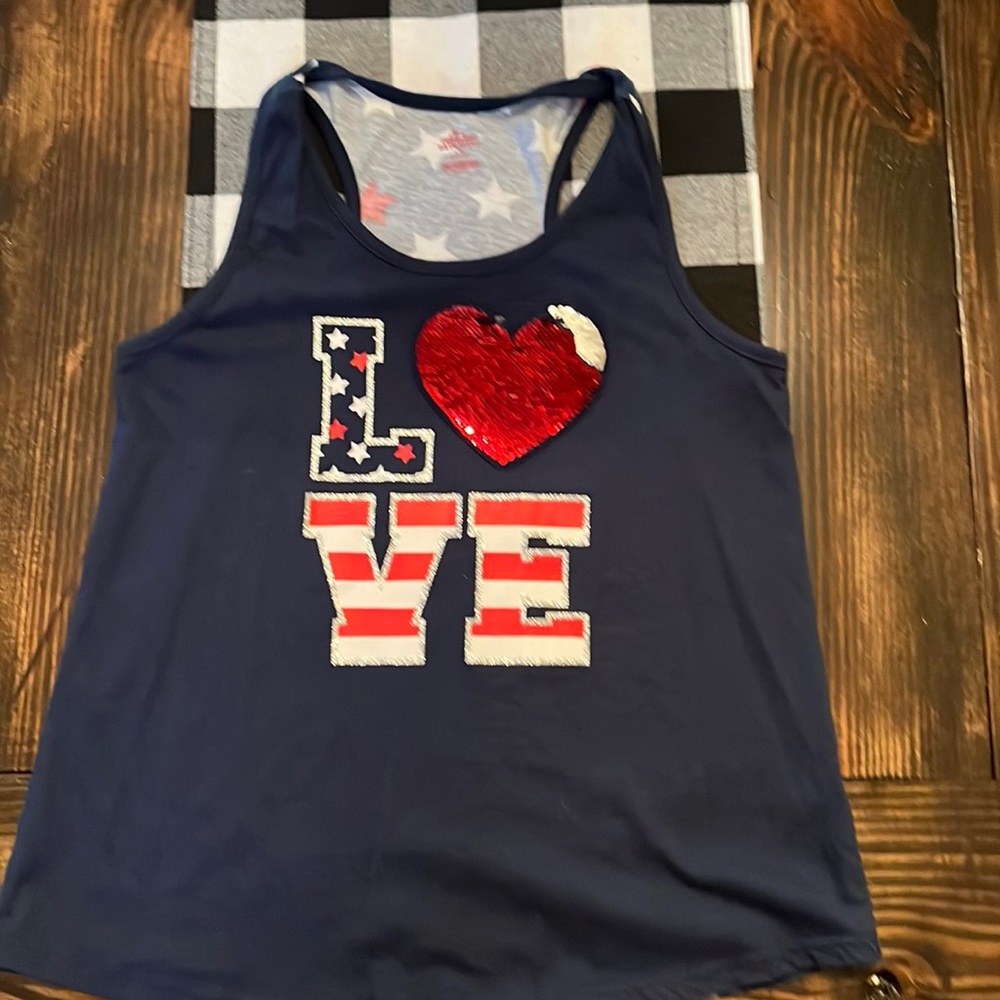 Girl’s sequenced patriotic tank